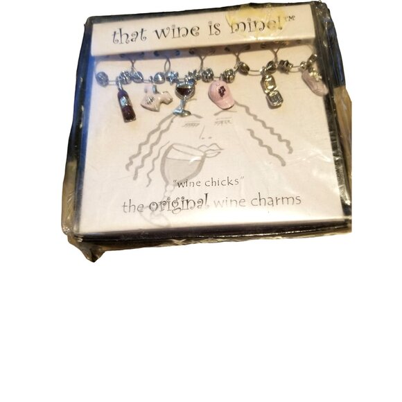 That Wine is Mine  Wine Chicks 6-Piece Markers Charms Tags Glasses Wine Charm - Picture 4 of 5